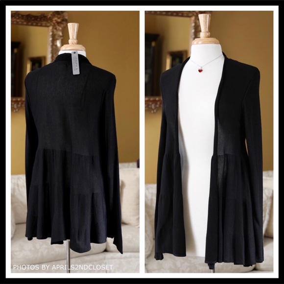 BLACK CARDIGAN DUSTER CARDI A3C - Picture 3 of 8